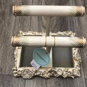 Cynthia Rowley wood jewelry organizer carved roses